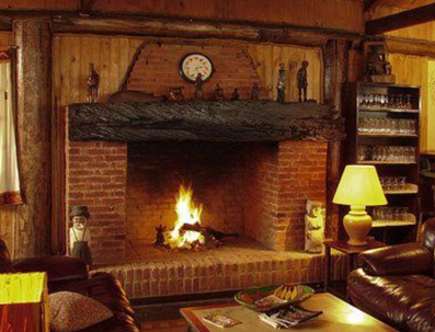 Warm room with a lit fireplace